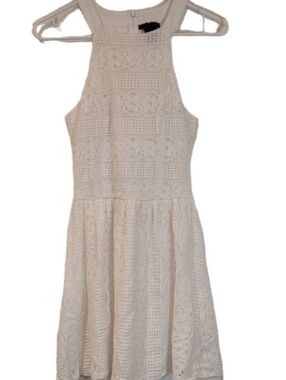Aqua White Lace Sleeveless Dress